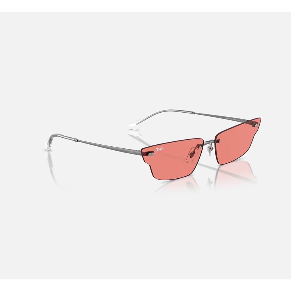 Ray-Ban Anh RB3731 Sunglasses Gunmetal Pink Geometric Rimless 004/84 66mm - Picture 4 of 8